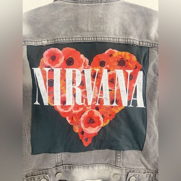 SOLD.Nirvana x Daydreamer upcycled Levi jean jacket custom one of a kind - Picture 2 of 8